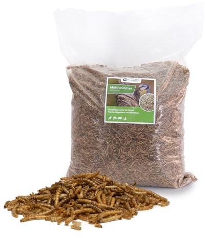 Carpline24 Getrocknete Mehlwürmer 5 kg - Proteinreiche Insekten als Futter für Reptilien, Nager, Igel & Fische, Vogelfutter, Winterfutter