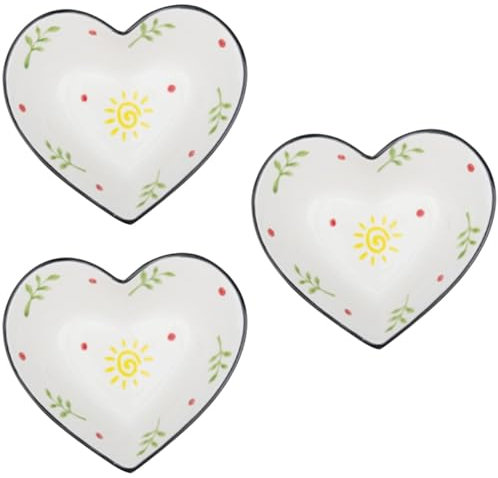 Amosfun 3 Pz ciotola a forma di cuore cestino torta ciotola da frutta spuntino fodera per cupcake dessert colazione scodella colazione di cibo creativo in ceramica