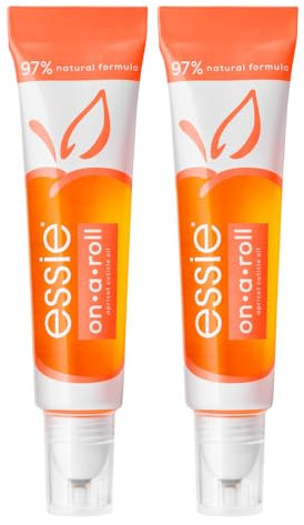 Essie On A Roll Öl für Nagelhaut und Nägel, feuchtigkeitsspendend, nährend, stärkend mit Aprikose mit praktischem Applikator, vegane Formel, schnelle Absorption, 2 Flaschen à 13,5 ml