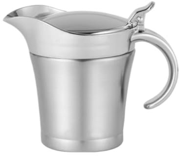 Salsera de acero inoxidable con tapa, servidor de salsa de doble pared para asar salsa de tomate y condimentos, 12,7 cm, perfecto para cenar y entretener