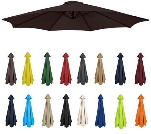 Replacement Garden Parasol Canvas, 2/2.3/2.5/2.7/3/3.50m Umbrella Replacement Canopy, Replacement Canopy Top For 6/8 Ribs(Coffee,6 RIBS-230CM)