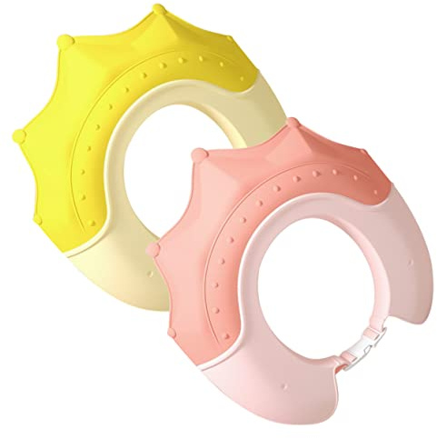 Supvox 2 Stück-pack Duschhaube aus Kunststoff für Kleinkinder mit Verstellbarer Kronenform Leicht und Schützt die Ohren Beim Baden und Haarewaschen