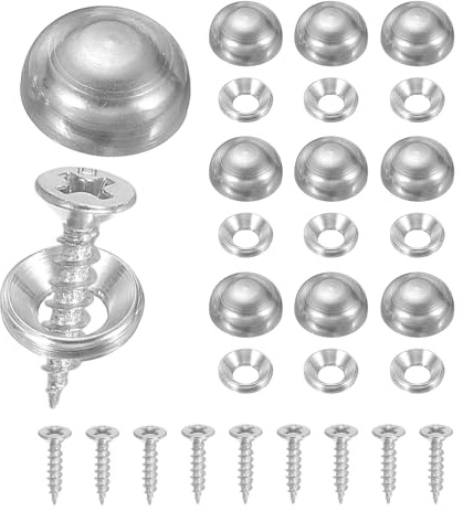 YELARXI Brass Decorative Screws with Caps, Mirror Screw Self Tapping Screws Decorative Cover - Fitting for(Furniture Fixing- Wall Hangings - Wood Handcrafted) 13mm & 10 Pack & Silver