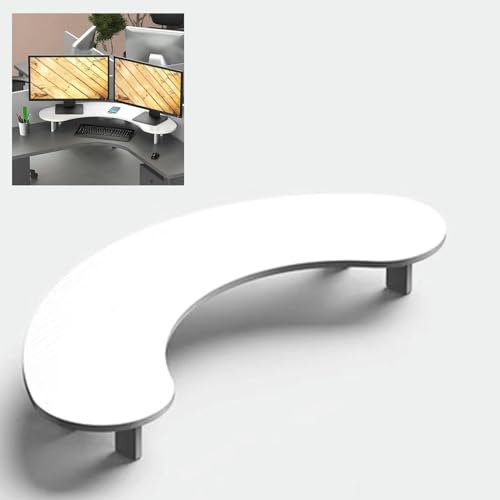 Support double écran, organiseur de bureau incurvé pour 2 moniteurs, grand rehausseur de bureau pour ordinateur portable/TV