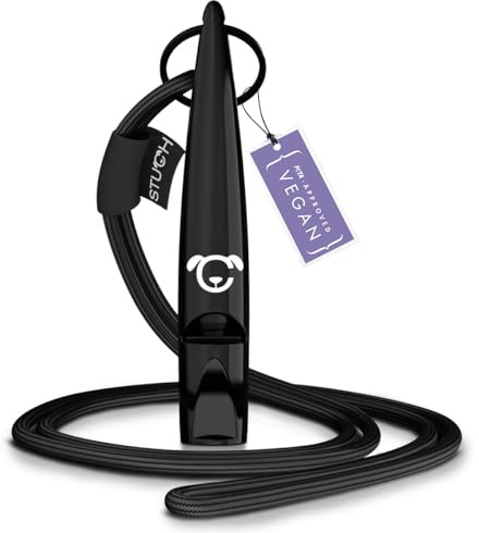 STUCH Hundepfeife 5900 Hz Schwarz – Rückrufpfeife für Hundetraining – Einheitlicher Signalton – BPA frei – mit Handschlaufe – 100 Prozent Vegan & PETA Zertifiziert