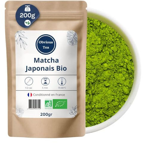 Matcha Bio Japonais - Poudre de Thé Vert Broyé en Vrac - Thé Traditionnel pour Dégustation Haute Qualité - 100% Naturel - Agriculture Biologique - Sachet 200 gr (100 Tasses)