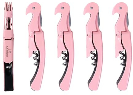 5 Stück Kellnermesser Rosa，3-in-1 Flaschenöffner,Upgraded Heavy Duty Edelstahl Korkenzieher Wein,Weinöffner für Sommeliers Kellner und Barkeeper