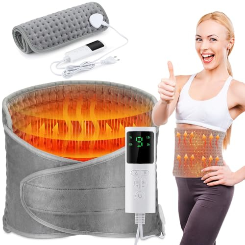 SKJJM Heat Pad for Back Pain Relief, Electric Heat Pad, Heating Pad with 10 Heating Settings for Period, Fast Heating, 4 Gears Timing, Washable for Pain Relief of Stomach Muscle Abdominal