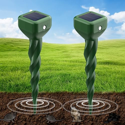 Ahuyentador de Topos Solares, 2 Piezas Ahuyentador de Ratones de Animales para la Expulsión de Topos, Ardillas de Tierra, Serpiente, Ratones de-Verde