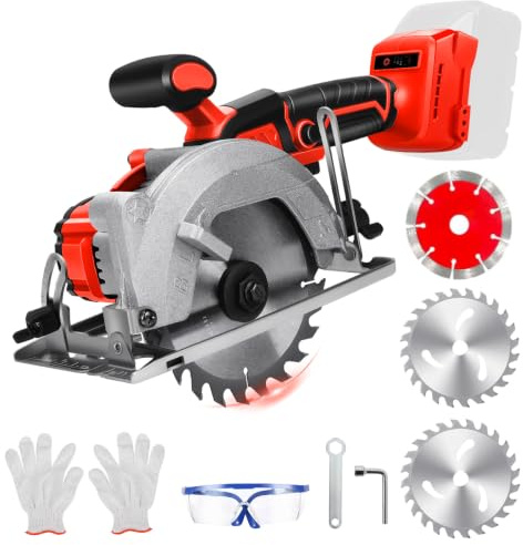 Sierra circular inalámbrica para Milwaukee M18 18 V, 140 mm, sin escobillas, Mini sierra circular de mano | Sin batería, con 3 hojas de sierra, mini sierra circular para cortar azulejos y madera