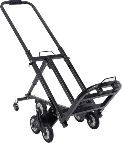 Hopfällbar Trappvagn 330lbs Kraftig Handvagn, Trappvagn För Flytt, Kontor, Lager Och Hemmabruk Black 6+2 Wheels - 330Lbs Load-bearing