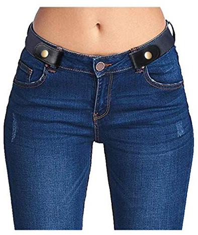 SUOSDEY No Buckle Stretch Belts for Men and Women Blue, Invisible Belts for Jeans Pants, Size L