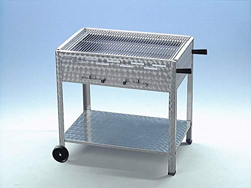 MLGV Holzkohlegrill Kohlegrill Standgrill (81x53x80cm) aus Edelstahl 4er, mobil fahrbar auf Rollen mit Griffen