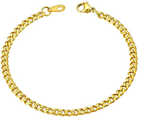 ChainsHouse Armband Edelstahl Herren Damen Panzerarmband 3/6/9/12MM Breit | Gliederarmband 16/19/21CM, Kubanisches Kettenarmband Wasserfest, Silber/Gold/Schwarz, Armskette Geschenk für Geburtstag