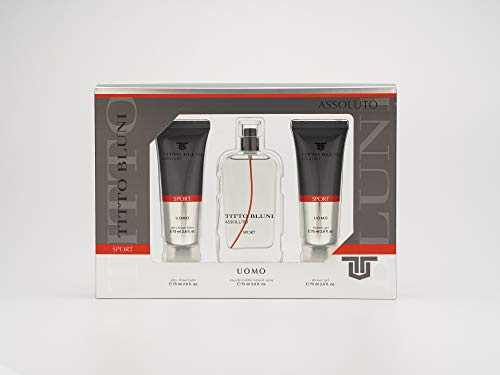 TITTO BLUNI, Assoluto Sport Estuche de Regalo para Hombre, Eau de Toilette 75 ml, Gel de Baño 75 ml y After Shave 75 ml
