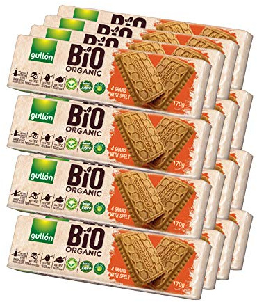 Gullón - Galleta Espelta 4 Cereales BIO Organic, 2.720 g, Pack de 16