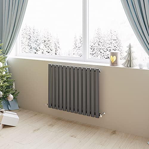 Huiyang Horizontal Radiator Oval Column Designer Central Heating Rad 600x767mm Single Anthracite