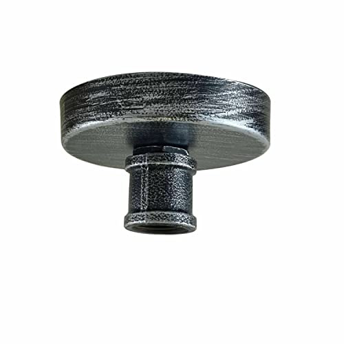 Industrial Lighting Retro Vintage Decor Deckenrosette Einzelauslass | 1-Punkt-Kabeleinführung für Hängeleuchte oder Deckenleuchte (gebürstetes Silber)