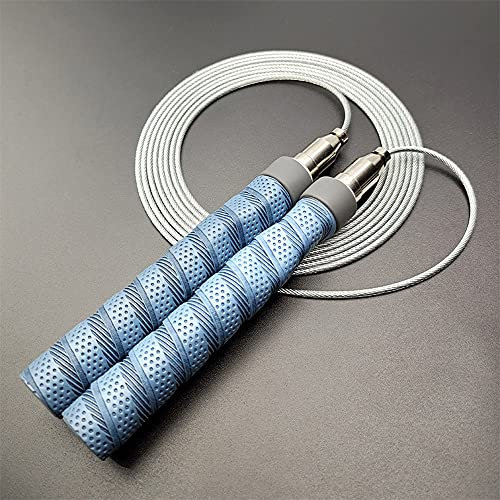 LTLCLZ Stahlkabel Geschwindigkeit Springseil Selbstsicherndes Band Griff Springseil Einstellbares Wettkampftraining Springseil Für Männer Frauen,Blau