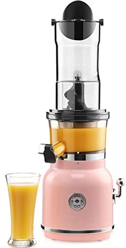 Cold Press Vertical Juicer Machine Slow Masticating Juicer Extractor High Nutrient Fresh Vegetable and Fruit Juice Extractor with Quiet Motor & Reverse Function Easy Cleaning 800 Ml (Color : Pink)