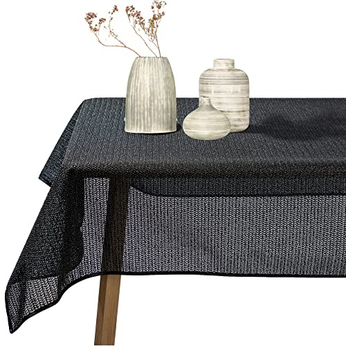 Gartentischdecke geschäumt eckig rund oval wetterfest rutschfeste Weichschaum Tischdecke abwaschbar Garten Balkon Outdoor Camping (Schwarz, 130x220cm (BxL))