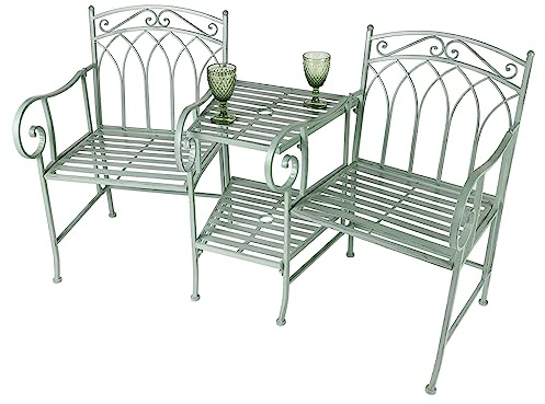 2 Seater Garden Bench with Table Green Vintage Style Garden Sofa Patio Set