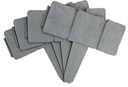 20 Stück Landschaftsrand, Kunststoff Gartenzaun Rasen Dekorative Bordüre, 24,5 × 23 cm, PP-Kunststoff, 20er-Pack (Grau, Dunkelgrau)