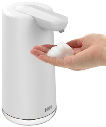 Frohsun Automatischer Seifenspender, IPX7 350ml Wiederaufladbar, Berührungslose Seifenabgabe mit 2 Einstellbaren Schaumvolumen, Motion-Sensor Seifenspender für Küche, Bad und Hotel (White)