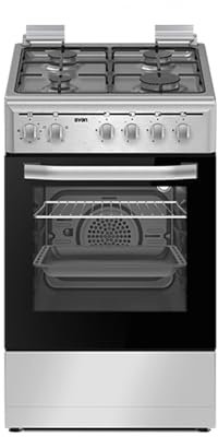 Svan Cocina Mixta gas Butano 4 Zonas Inox SKM4500X. Kit Conversión Gas Natural, Acabado en Inox