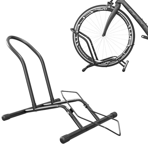SPORTNOW Aparcamiento para Bicicletas Soporte para Bicicletas de Acero Aparca Bicis de Suelo Portátil para Interior y Exterior 59x41x38 cm Negro
