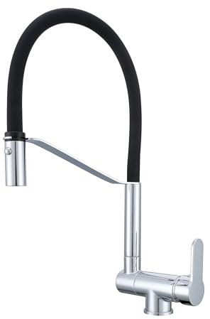 SJQKA Vorfenster Küchenarmatur Aus 360° Verstellbarer-Wasserhahn Küche Mit 2 Strahlarten, 360° Drehbare Armatur Und Unterfenstermontage, Ideale Mischbatterie Für Küchen Unter Dem Fenster (chrom)