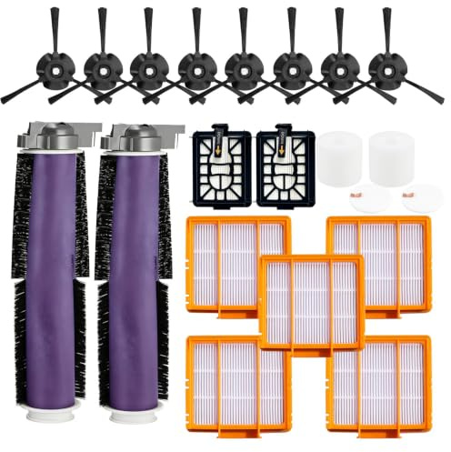JoyBros Replacement Parts Kit for Shark Power Detect/Detect Pro Vacuum Cleaner Accessories - 2 Main Brush Roll, 5 HEPA Filters, 8 Side Brush, 2 Self-Clean Base Foam & HEPA Filter
