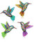 4 PCS Acrylic Hummingbird Wall Decor,Colorful Birds Sculpture Ornaments Hanging Decoration,2D shape design,Fence Ornaments Hanging for Backyard Porch Patio,Outdoor Wall Art,Garden Wall Decorations