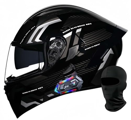 Casque De Moto Modulaire Bluetooth Intégral Rabattable, Homologué ECE, Conception De Ventilation Légère, avec Double Visière, pour Hommes Et Femmes Adultes G,M57-58CM