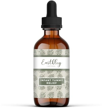 Earthley Wellness Infant Tummy Relief, Gripe Water, Organic Herbal Tincture for Gas, Bloating, and Hiccups in Babies & Kids, Gentle Stomach Support with Fennel, Ginger, & Catnip, Alcohol-Free (2 oz)