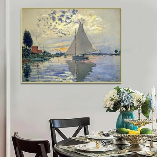 GOSRD Claude Monet, Segelboot bei Le Petit-Gennevilliers, Meereslandschaft, Ölgemälde auf Leinwand, Drucke, Poster für moderne Heimdekoration, 50 x 60 cm, rahmenlos