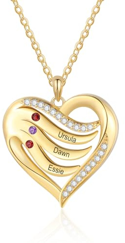 lorajewel 925 Sterling Silber Kette mit Namen Personalisierte Halskette für Damen Kette mit Anhänger Geburtssteinen Gravur Geschenke zum Muttertag Weihnachten Valentinstag