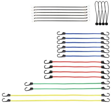 Vocdikficy 24 Stück Robuste Bungee-Seile mit Haken, Seil, Gepäck-Packgurt für Motorrad, Fahrrad, Reisen, Camping, Wandern