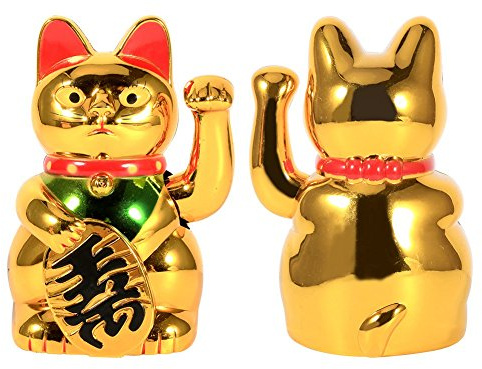 Uadme 5-Zoll-GlüCkskatze Winkekatze Klein Aus Gold, Winkekatze Klein Reichtumsdekoration FüR Zuhause BüRo Auto-Dekoration Business