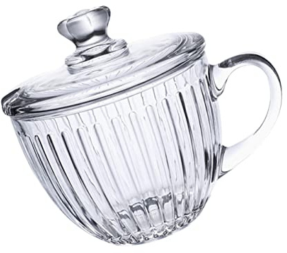 LOLIPPYY Tazza da Colazione in Vetro con Capacità Bicchiere Casa per Latte Yogurt e Design e Resistente per Uso