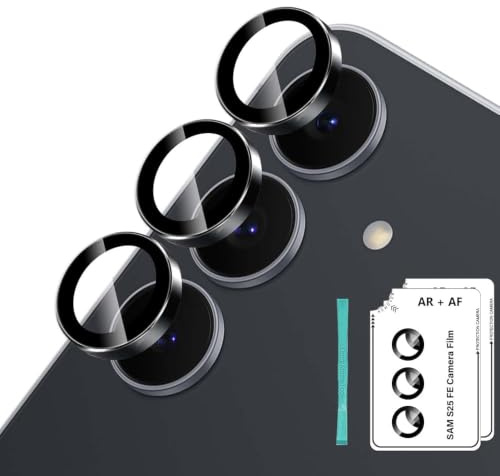 Locofun Pellicola Fotocamera per Samsung Galaxy S25 FE, 9H Vetro Temperato Cover Anello Individuale in Metallo, HD Chiaro, 2 Set (Nero)