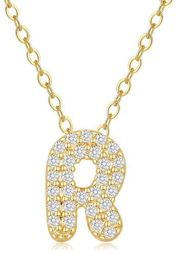 VIROMY Collana Iniziale Oro-Collana con Ciondolo a Forma di A-Z Lettera Placcata in Oro 14 Carati Compleanno San Valentino da Donna