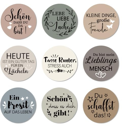 ANATTASOUL Untersetzer Holz Rund, 9 Stück Schön DASS du da bist Holzuntersetzer Wiederverwendbare Untersetzer Gläser, Tasse Coaster Mat für Zuhause Büro und Bar Tischdeko Sommer