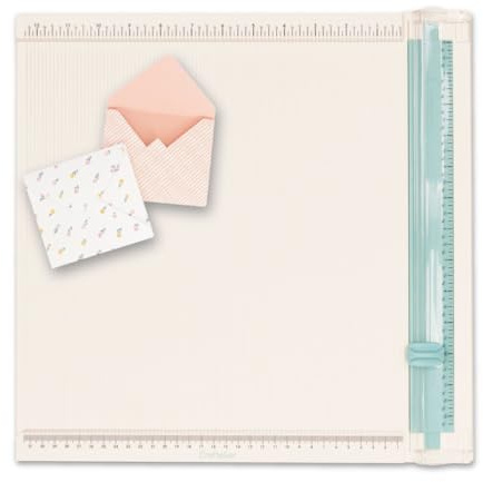 Craftelier - Guillotine et planche pour marquer Minty Trim and Score Board, Planche 30,5 x 30,5 cm, Cisaille précise avec plieuse et équerre Outil idéal pour scrapbooking et travaux manuels