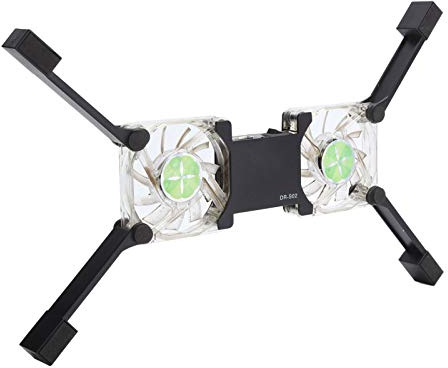 Greensen Base di Raffreddamento per Laptop, Supporto Pieghevole Portatile per Notebook con Doppia Ventola e Luce LED Blu per Notebook da 15-17 Pollici (BLACK)