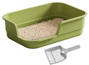 Litière pour chat - Toilette spacieuse pour animaux de compagnie - Litière pour chat - Pour la décoration de la maison - Bord amovible pour chatons, plateaux de grande capacité - Pour animaux de