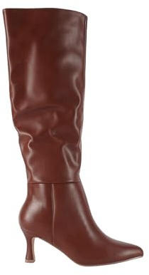 Ciabalù Stivali Alti Donna Eleganti a Punta, Tacco a Rocchetto 7cm, Gambale Alto 42cm, Simil Pelle, Chiusura con Zip Laterale, Fodera Calda