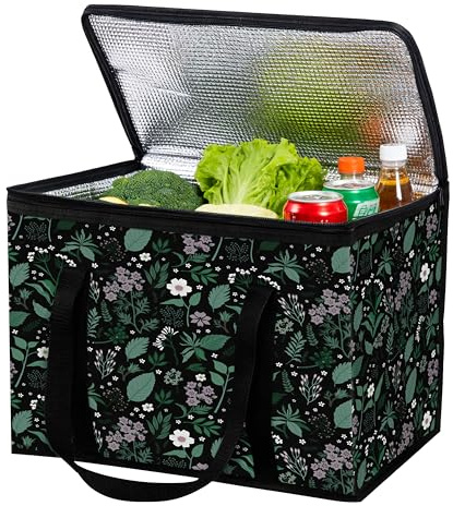Cooler Bag Insulated Picnic Lunch Thermal Food Delivery Bag Large Capacity Foldable with Sturdy Handles and Zipper for Camping, BBQ, Shopping, Fishing and Outdoor Activities