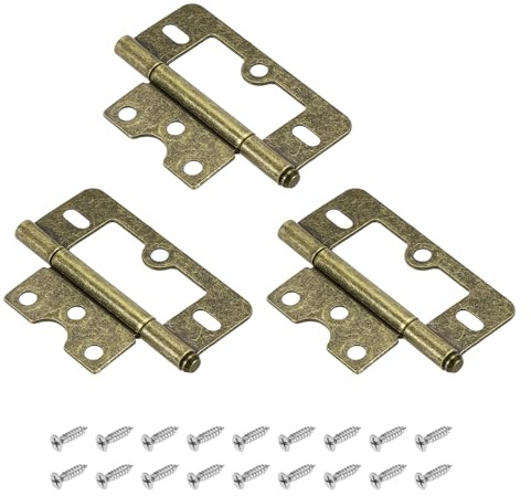 sourcing map 3Pcs 76 x 35mm Non Mortise Butterfly Hinge, Bronze | Removable,Loose Pin Hinge, Iron Cabinet Hinges with Mounting Screws for Doors, Windows, Furniture, Mobile Home/RV