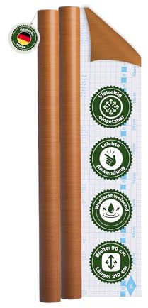 Veluxis Möbelfolie 2er-Set Holzoptik Buche Natur – 90 × 210 cm | selbstklebend, selbstklebend Holzoptik Buche Natur, zuschneidbar, rückstandsfrei entfernbar